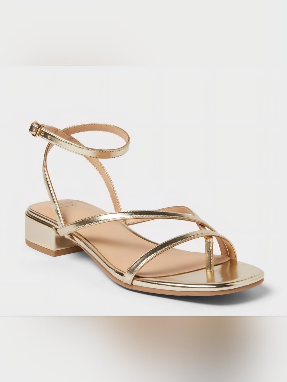 a new day Metallic Gold Strappy Block Heel Sandal